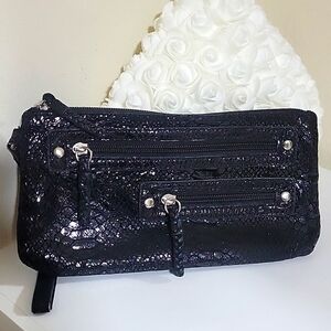 Perlina black patent leather wallet/handbag